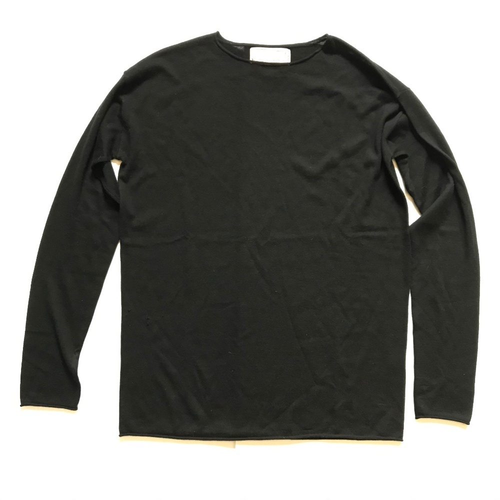 Lingua Franca Sweater Womens Small Black Silk Cashmere Crew Neck Long Sleeve